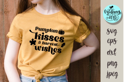 Pumpkin kisses and harvest wishes svg, fall cut file