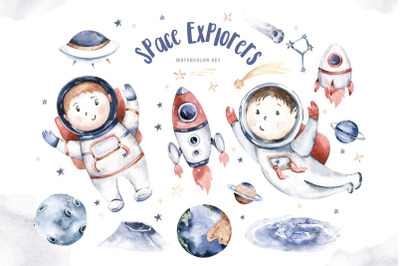 Outer Space birthday Clipart, Astronaut baby boy Clip art