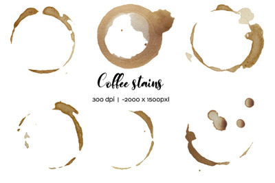 Coffee Stain Clipart, Coffee Rings and Beans - 11 PNG