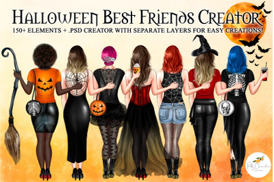 Halloween Besties | Customizable Best Friends Clipart