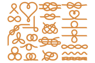 Nautical rope knots. Nautical knot ornaments, yacht style dividers and