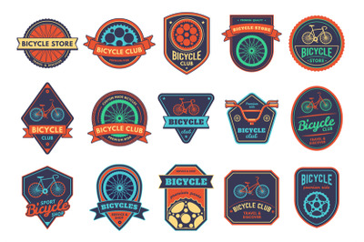 Bicycle badge. Bike club sticker, repair service and store emblem. Cus