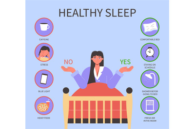 Tips for healthy sleep. Good sleep rules or recommendations&2C; causes of