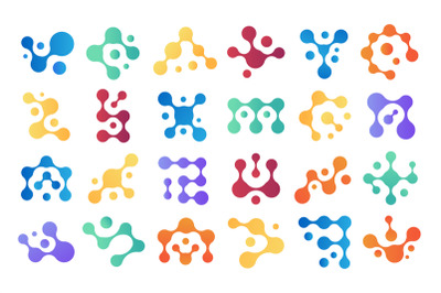 Connected molecules. Chemical icon, metaball shape and biology science