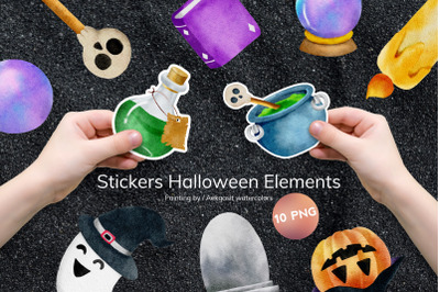 Watercolor Halloween Cartoon Stickers