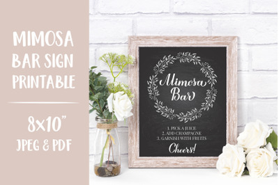 Mimosa Bar Sign Printable. Chalkboard Wedding Bar Sign