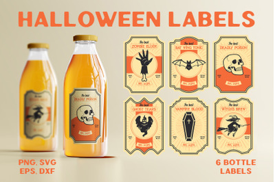 Retro Halloween Bottle Labels
