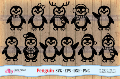Penguin SVG, Eps, Dxf and Png.