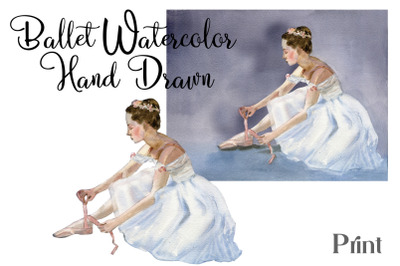 Ballerina - watercolor drawing, for printing and sublimation