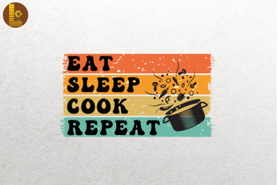 Vintage Retro Eat Sleep Cook Repeat