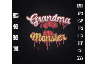 Grandma Of The Little Monster Embroidery, Gift For Mother