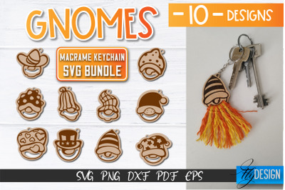 Gnomes Macrame Keychain SVG Bundle | Macrame Laser Cut SVG | CNC files