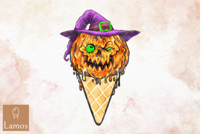 Ice Cream Pumpkin Head Halloween Pumpkin