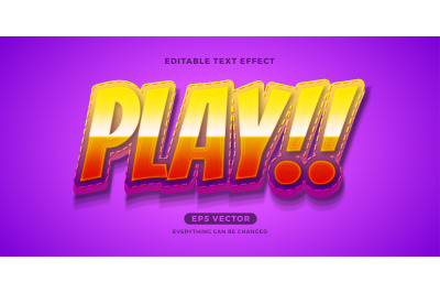 Kids Play editable text effect vector