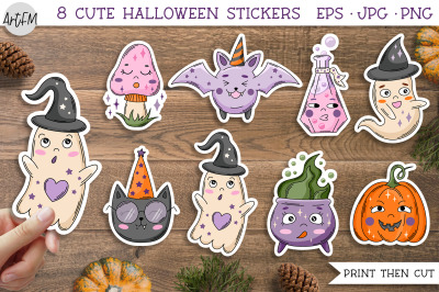 Cute Halloween Characters Stickers | Kawaii Sticker Bundle