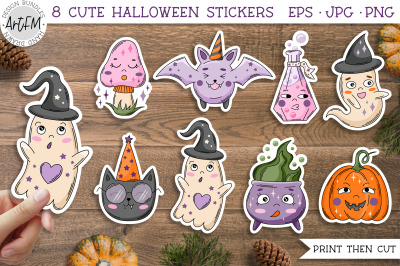 Cute Halloween Characters Stickers | Kawaii Sticker Bundle