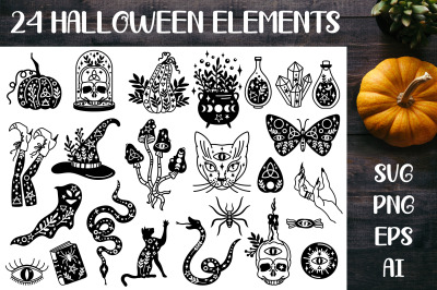 Halloween elements SVG bundle, Witch vector clipart