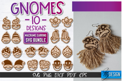 Gnomes Macrame Earrings SVG | Macrame Laser Cut SVG | CNC files