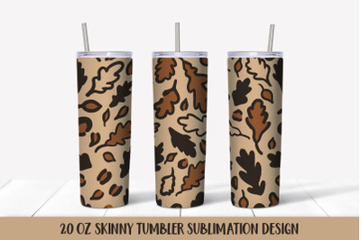 Fall Oak Leaves Leopard Print Tumbler Wrap Sublimation