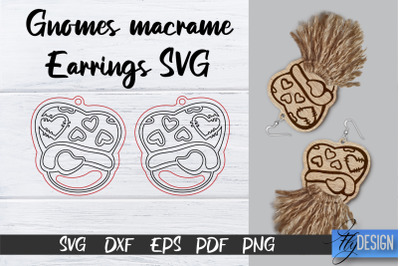 Gnomes Macrame Earrings SVG | Macrame Laser Cut SVG | CNC files