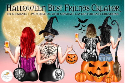 Halloween Besties | Customizable Best Friends Clipart