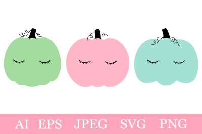 Cute pumpkin clipart. Pumpkin SVG. Cute pumpkin with lashes