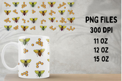 Bee mug sublimation , Coffee mug wrap with bee