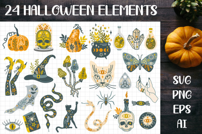Halloween elements SVG bundle, Pumpkin SVG, Witch potion SVG
