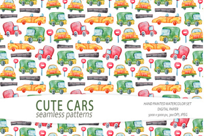 Cute cars seamless pattern / Digital paper -1 JPEG file