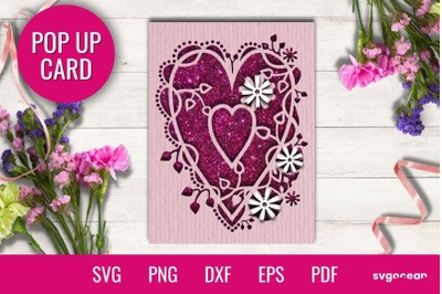 Heart POP UP Card SVG Template