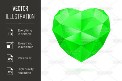 Green polygon heart