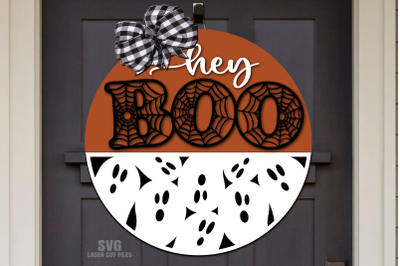 Hey Boo SVG Laser Cut Files | Halloween SVG | Ghost Sign SVG