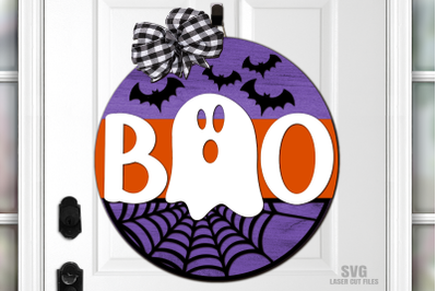 Ghost Boo SVG Laser Cut Files | Halloween SVG Round Sign