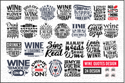 Wine typographic quotes design bundle.