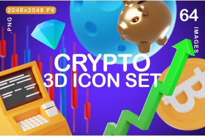 Crypto &amp; Trading 3D Icon Set