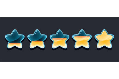 Star rating animation. Cartoon full and empty life indicator asset for