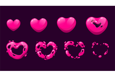 Heart sprite animation. Grow and disappear sprite sequence for like bu