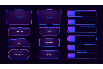 Game panel. Streaming overlay interface elements, futuristic monitor t