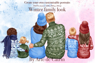 Winter Family Look Clipart, Christmas Clipart