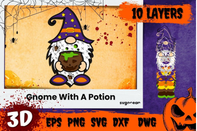 Gnome With A Potion 3D SVG