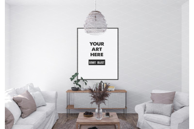 Interior scene artwork background frame mockup