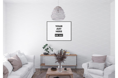 Interior scene artwork background frame mockup