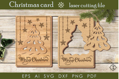 Christmas tree card/Laser cut/SVG