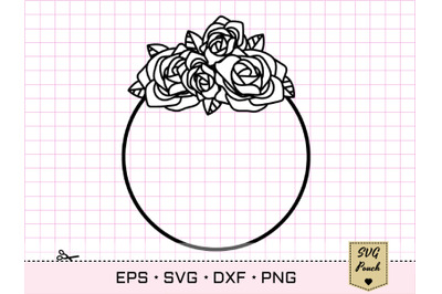 Flower wreath svg | Rose svg for cricut | Circle rose border svg
