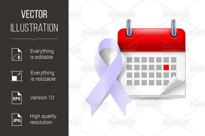 Lavender awareness ribbon and calendar