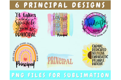 Principal Sublimation Designs Bundle, 6 School Principal PNG Files