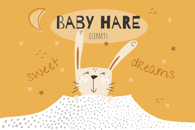 Cute hares cliparts for kids design