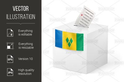 Ballot box with voicing paper. Saint Vincent and the Grenadines