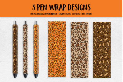 Fall Oak Leaves Leopard Pen Wrap Sublimation or Waterslide