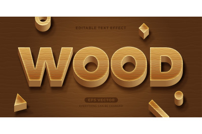 Wood editable text effect vector